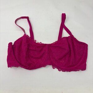 Soma Unlined Balconette Lace Underwire Bra Magenta Pink 36DD Adjustable Straps